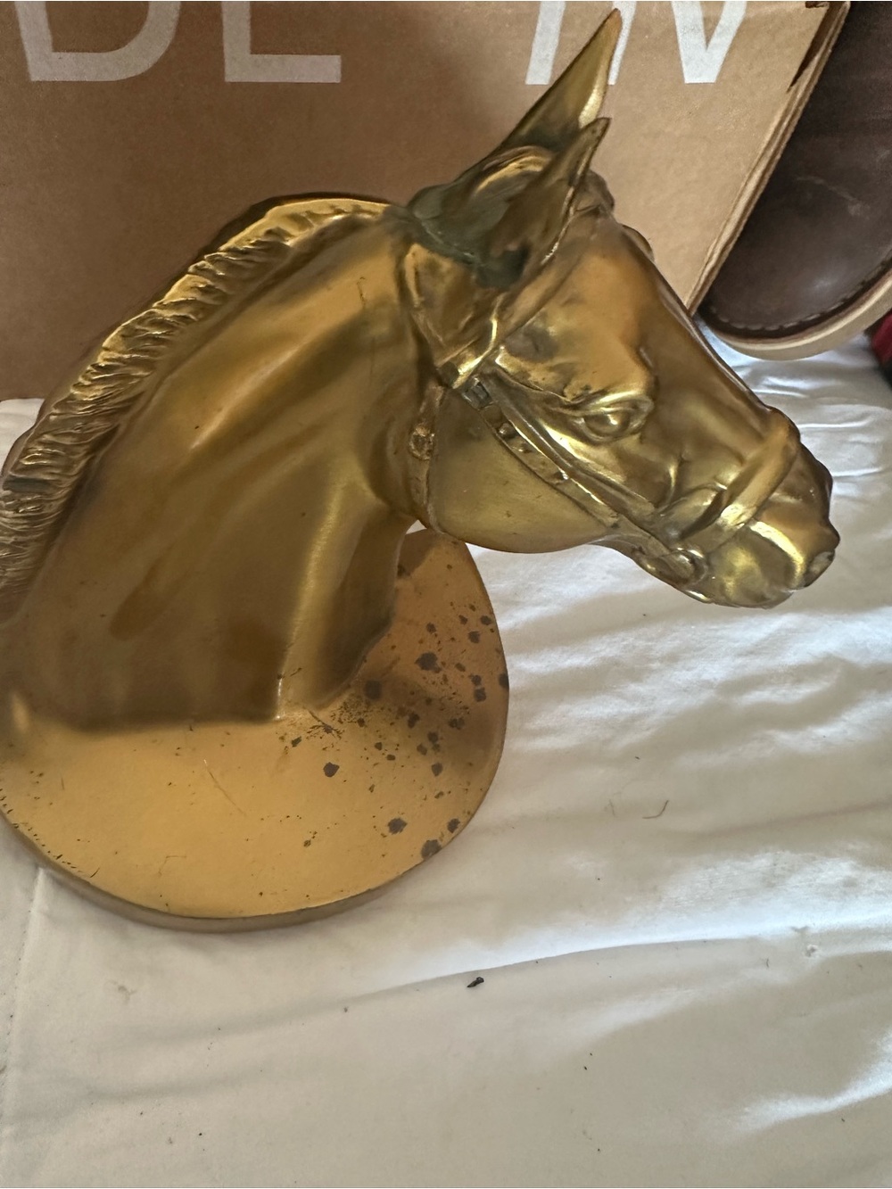 PM Craftsman Brass-Tone Horse Head Sculpture Accent - Home Art